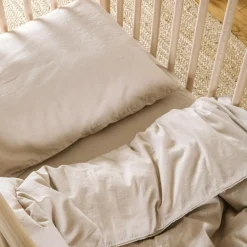 Drap housse satin de coton bio Lin (60 x 120 cm)