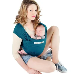 Echarpe de portage en coton bio Basic Bleu rétro