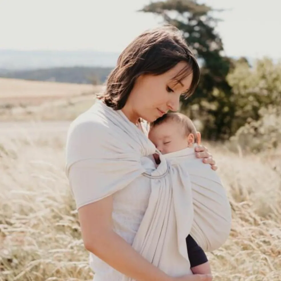 Echarpe de portage My sling sans noeud en jersey coton bio écru