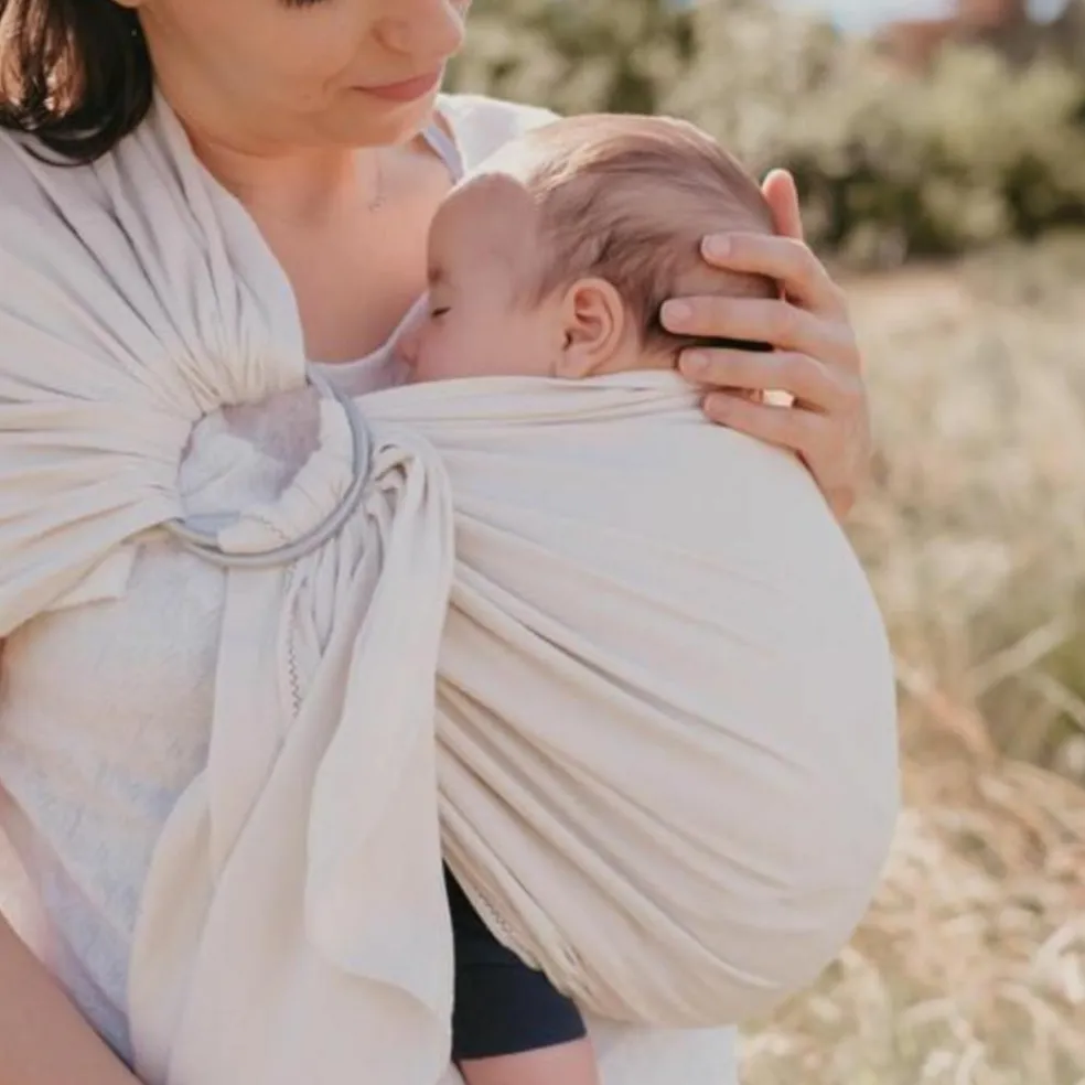 Echarpe de portage My sling sans noeud en jersey coton bio écru