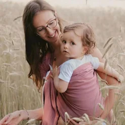 Echarpe de portage Sling sans noeud tissé en coton bio terracotta