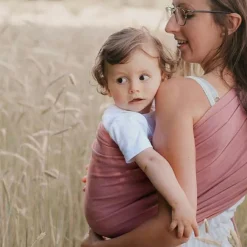 Echarpe de portage Sling sans noeud tissé en coton bio terracotta