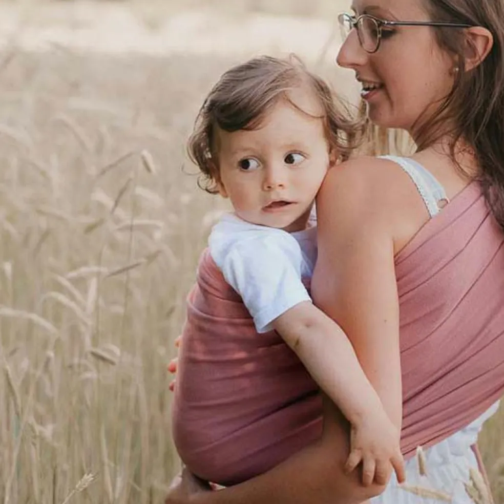 Echarpe de portage Sling sans noeud tissé en coton bio terracotta