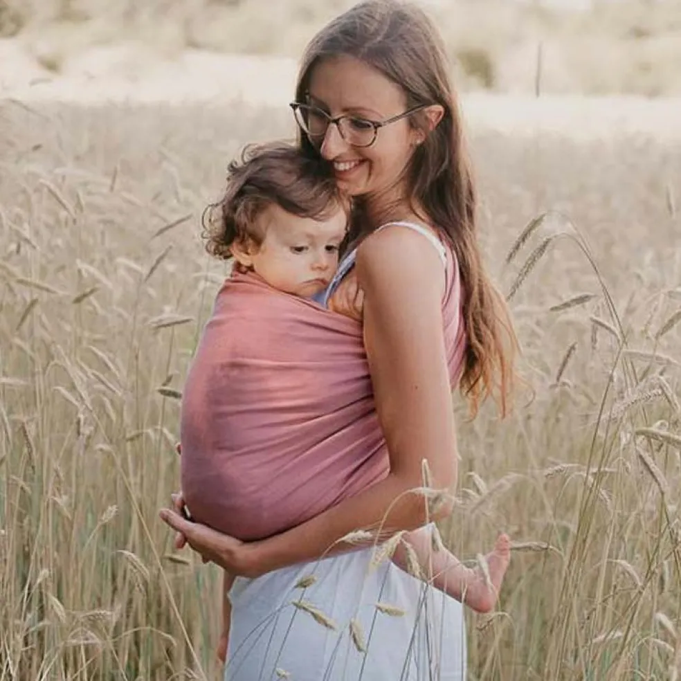 Echarpe de portage Sling sans noeud tissé en coton bio terracotta