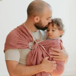 Echarpe de portage Sling sans noeud tissé en coton bio terracotta