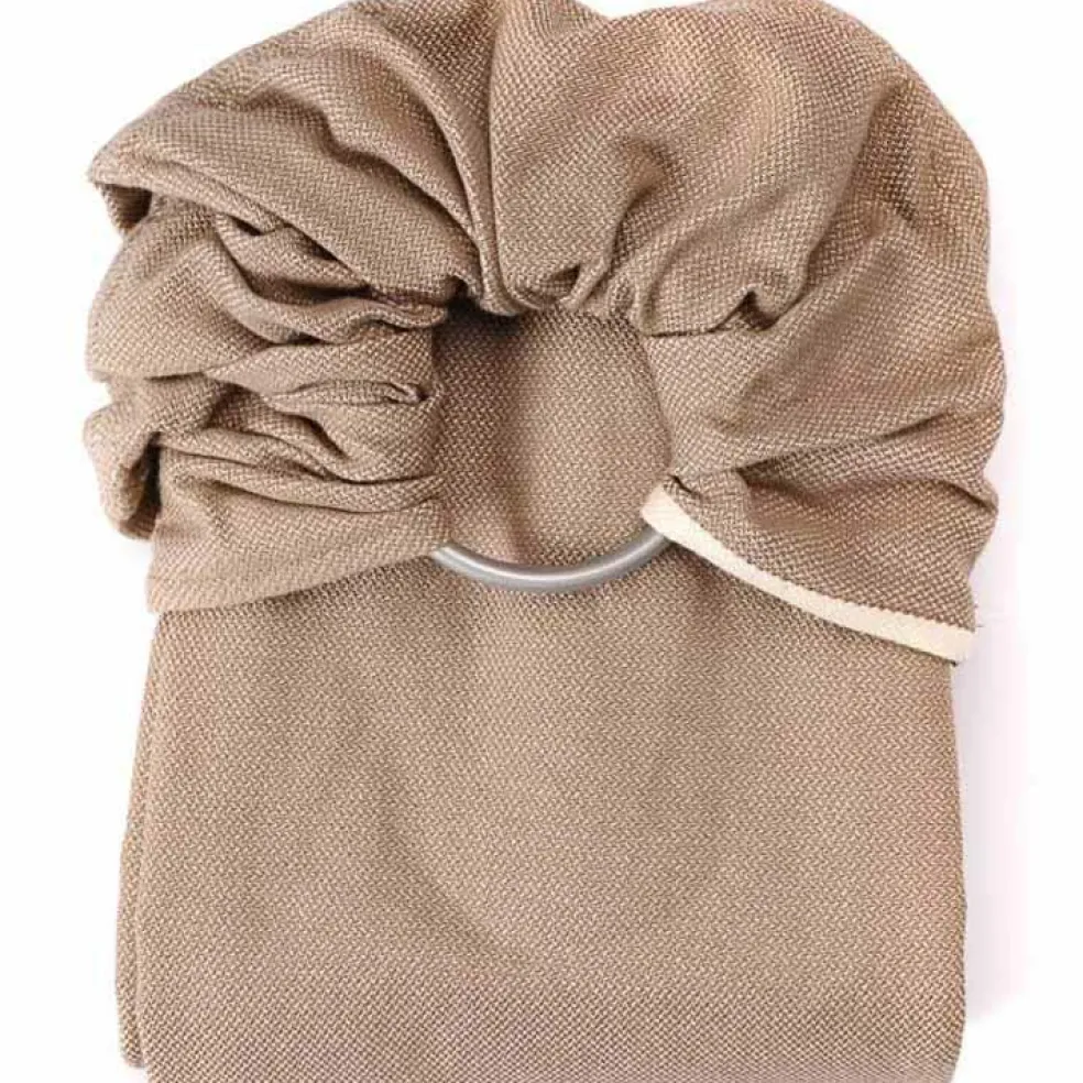 Echarpe de portage Sling sans noeud tissé en coton bio beige sable