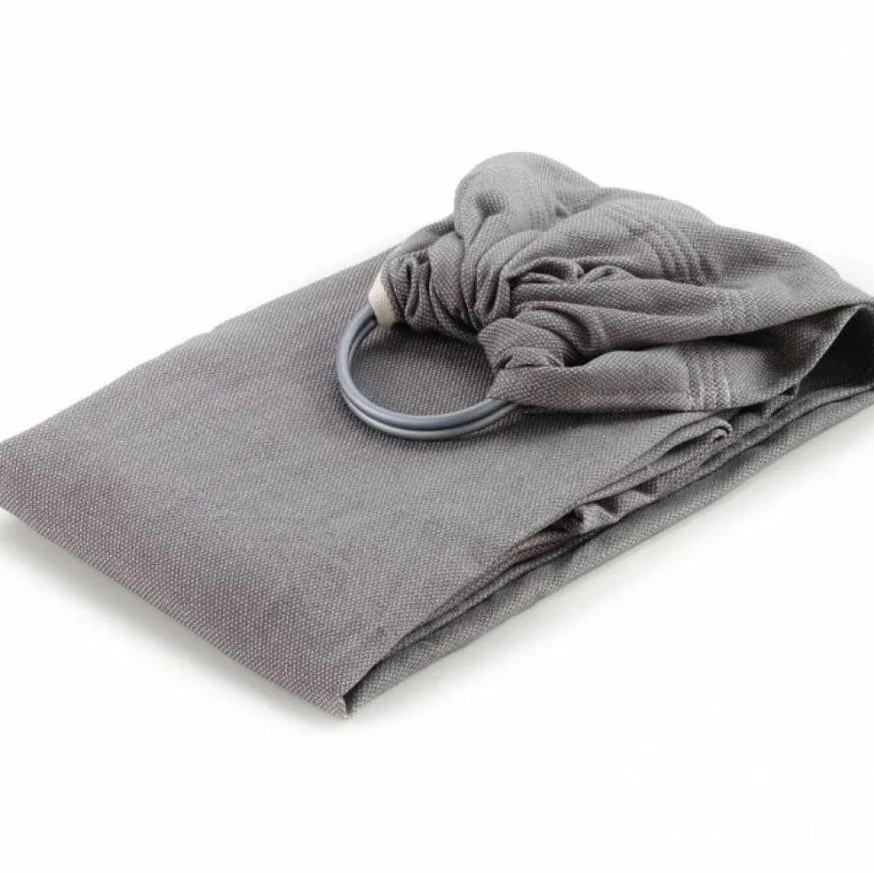 Echarpe de portage Sling sans noeud tissé en coton bio gris vintage