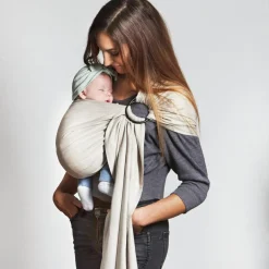 Echarpe de portage Sling tissée sans nœud Or blanc