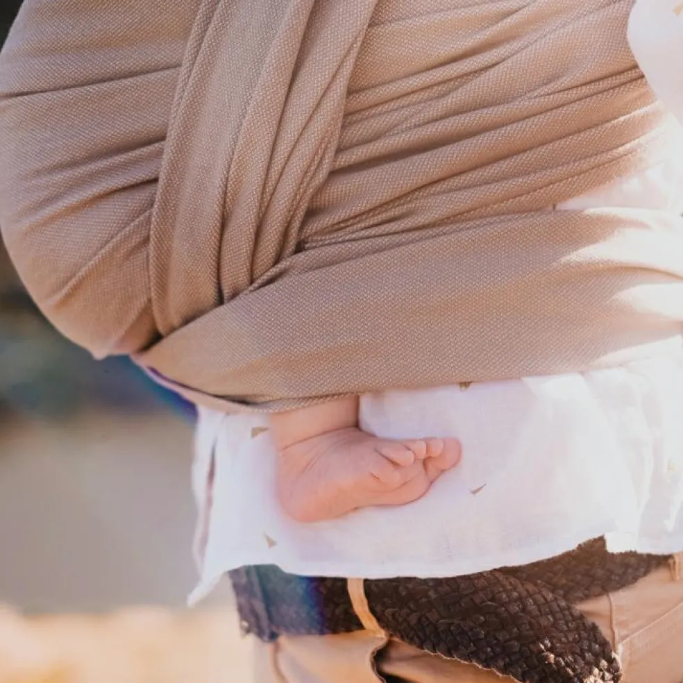 Echarpe de portage tissée en coton bio gris vintage (4,60 m)