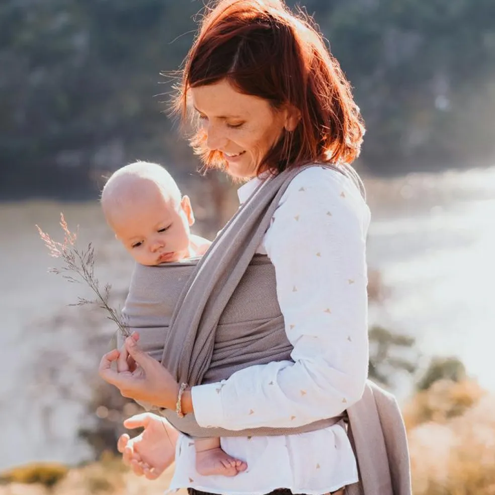 Echarpe de portage tissée en coton bio gris vintage (4,60 m)