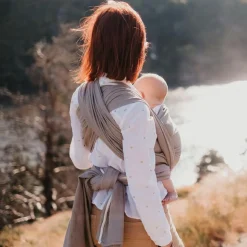 Echarpe de portage tissée en coton bio gris vintage (4,60 m)