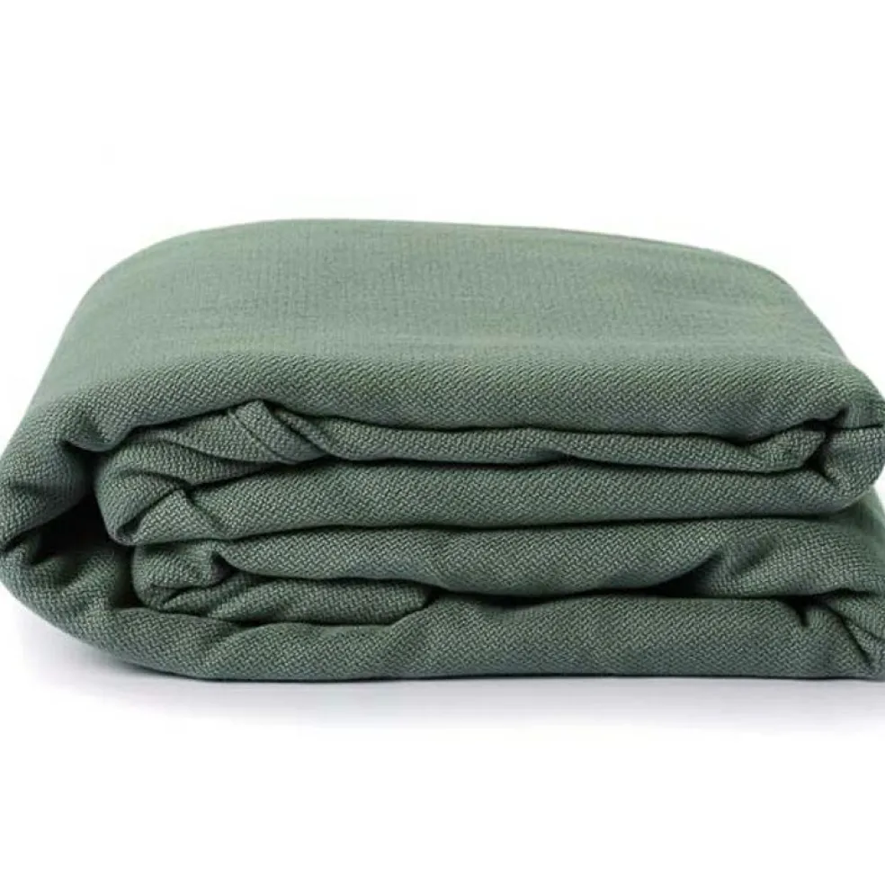 Echarpe de portage tissée en coton bio vert eucalyptus (4,60 m)