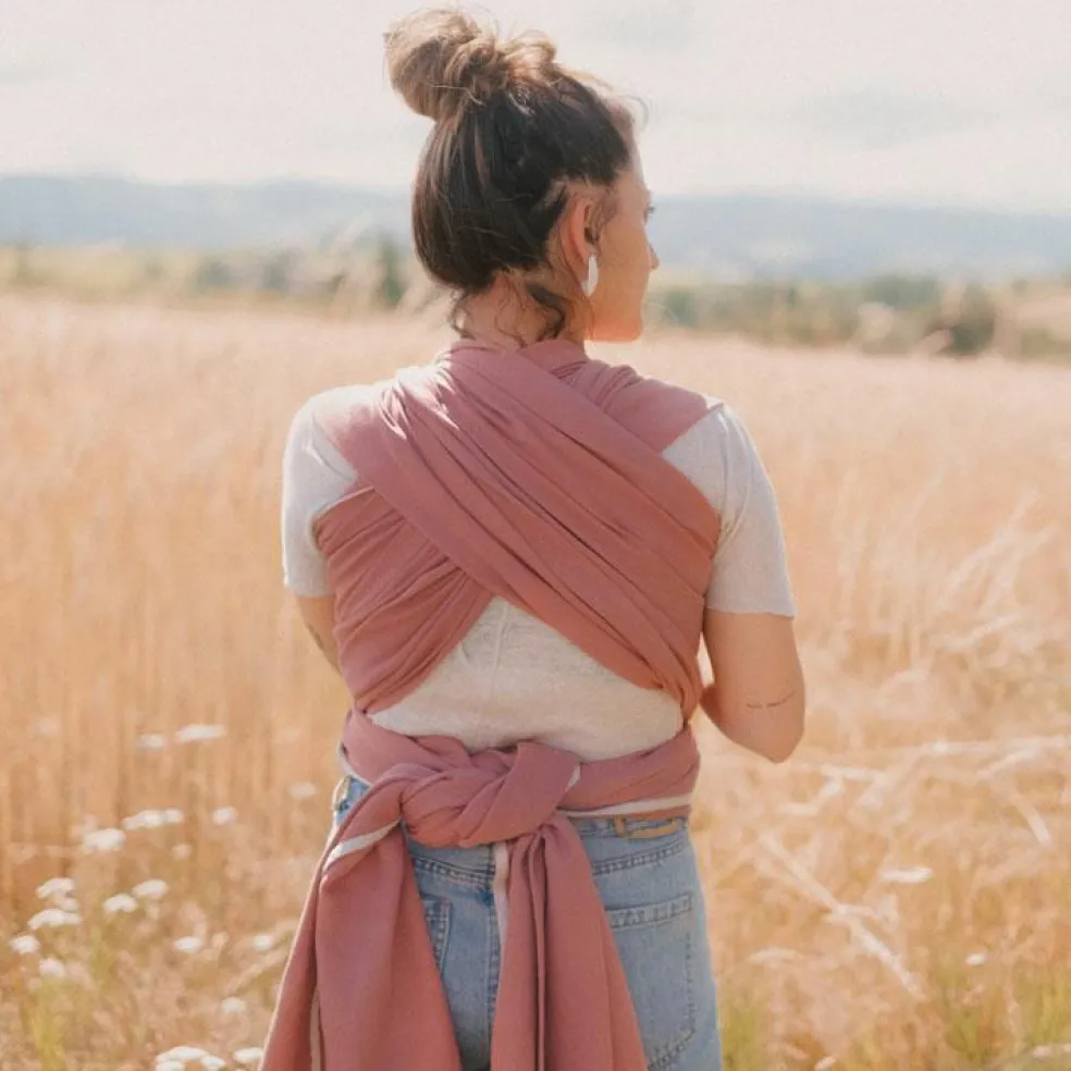 Echarpe de portage tissée en coton bio terracotta (4,60 m)