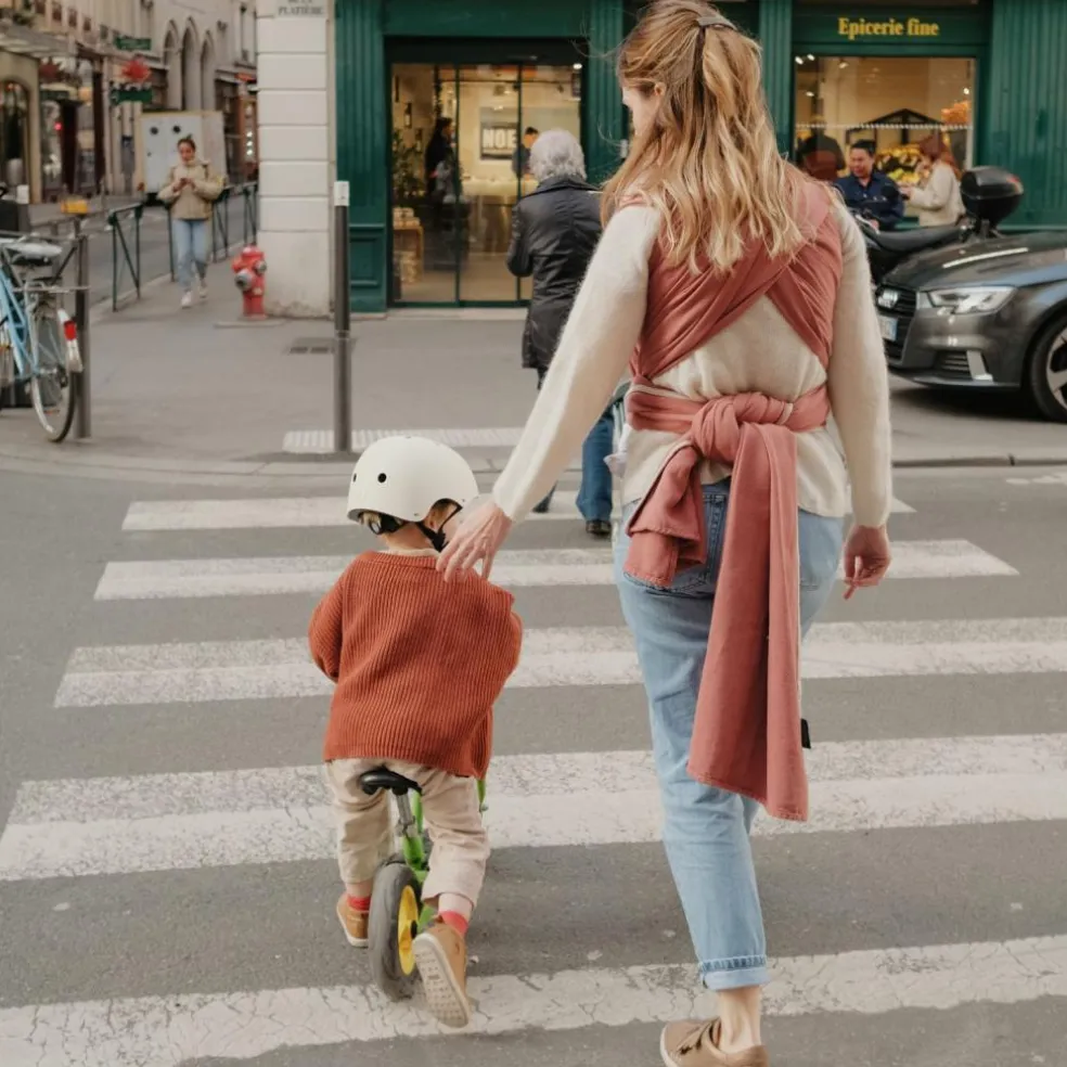 Echarpe de portage tissée en coton bio terracotta (4,60 m)