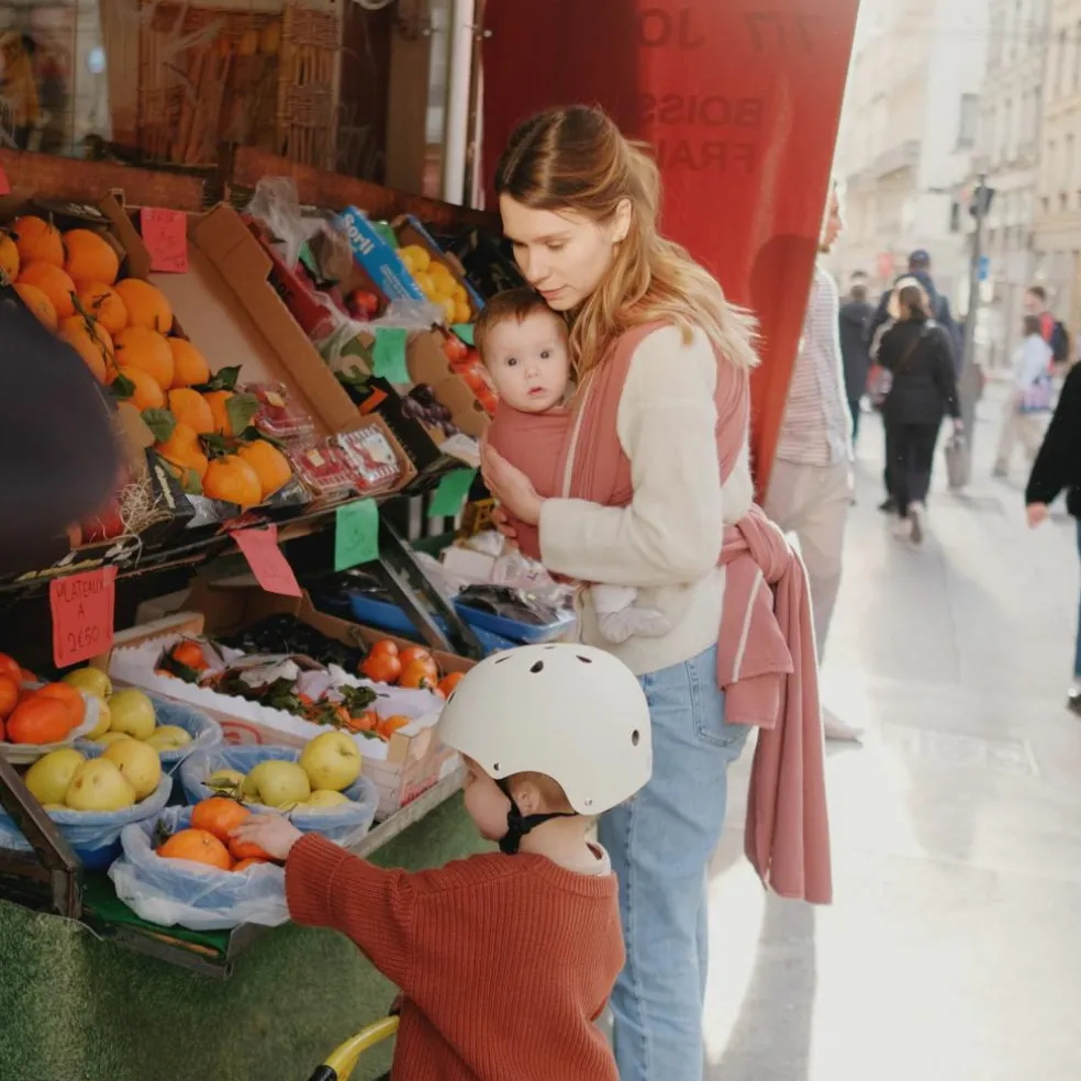 Echarpe de portage tissée en coton bio terracotta (4,60 m)