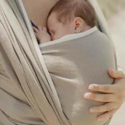 Echarpe de portage tissée en coton bio beige sable (4,60 m)