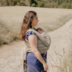 Echarpe de portage tissée en coton bio beige sable (4,60 m)