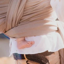 Echarpe de portage tissée en coton bio beige sable (4,60 m)