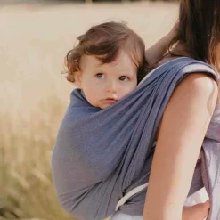 Echarpe de portage tissée en coton bio bleu cobalt (4,60 m)