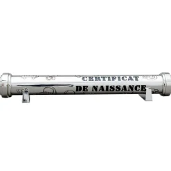Ecrin pour certificat de naissance personnalisable (métal argenté)