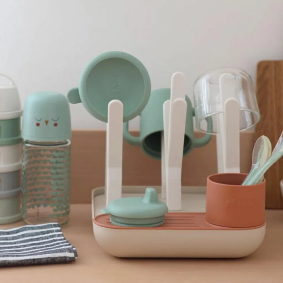 Egoutte biberons forêt terracotta-clay