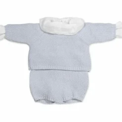 Ensemble 3 pièces en tricot bleu (0-1 mois)