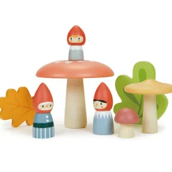 Famille de gnomes et forêt en bois