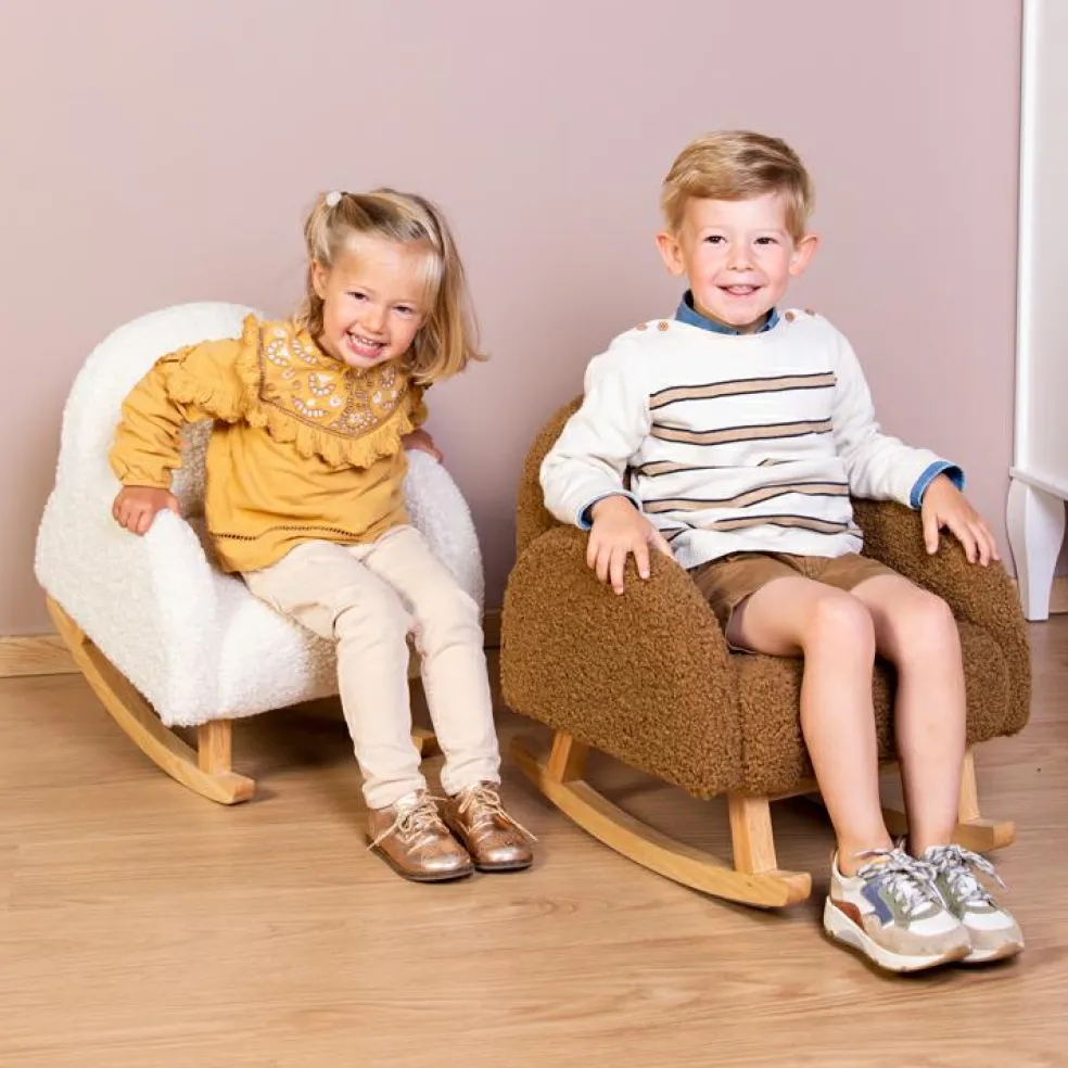 Fauteuil à bascule enfant Teddy écru