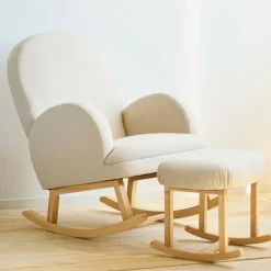 Fauteuil d'allaitement à bascule pour adulte lin beige