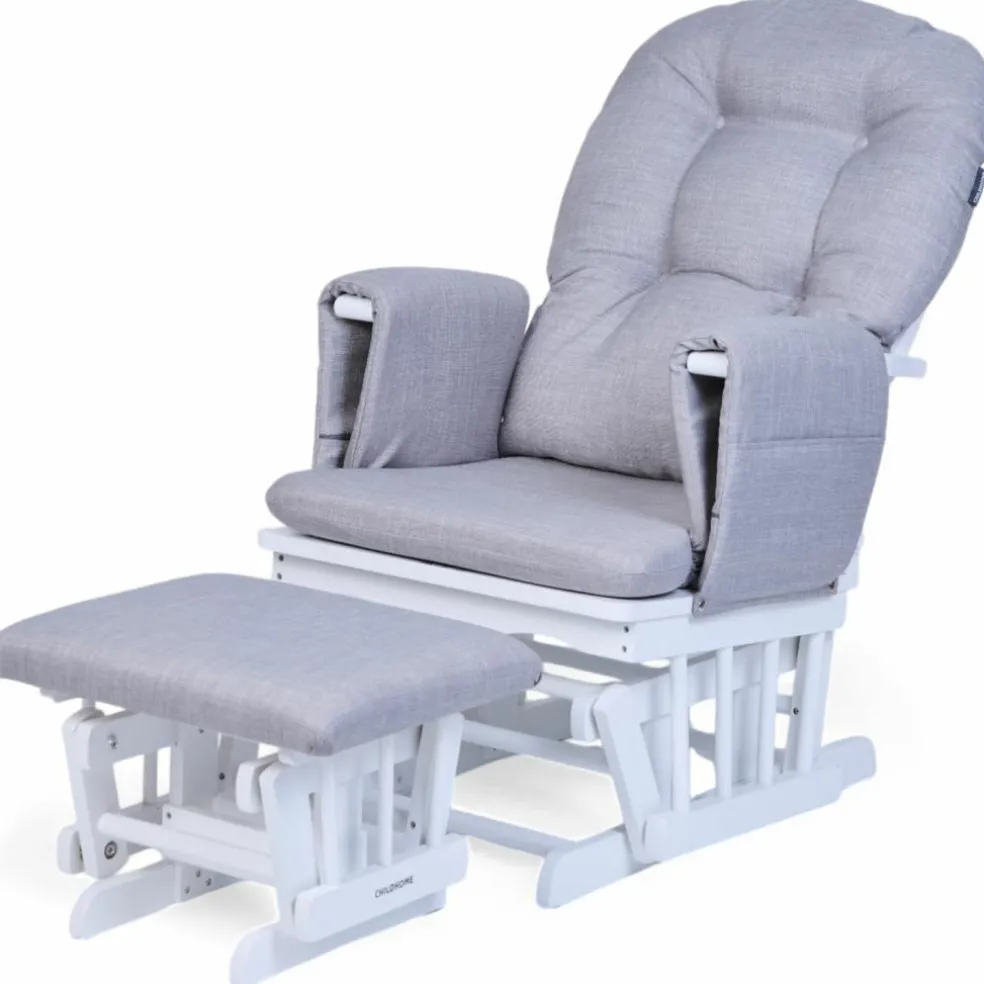 Fauteuil d'allaitement en hêtre Canva gris et repose pieds