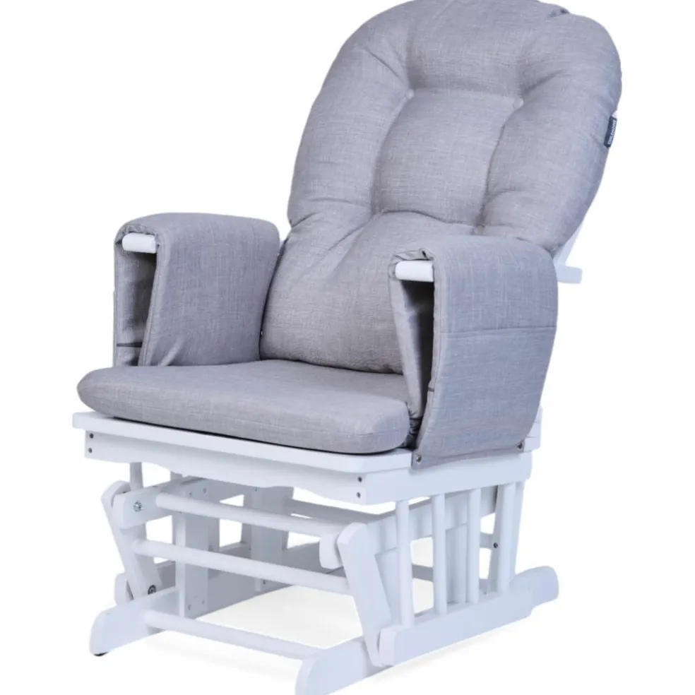 Fauteuil d'allaitement en hêtre Canva gris et repose pieds