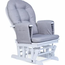 Fauteuil d'allaitement en hêtre Canva gris et repose pieds
