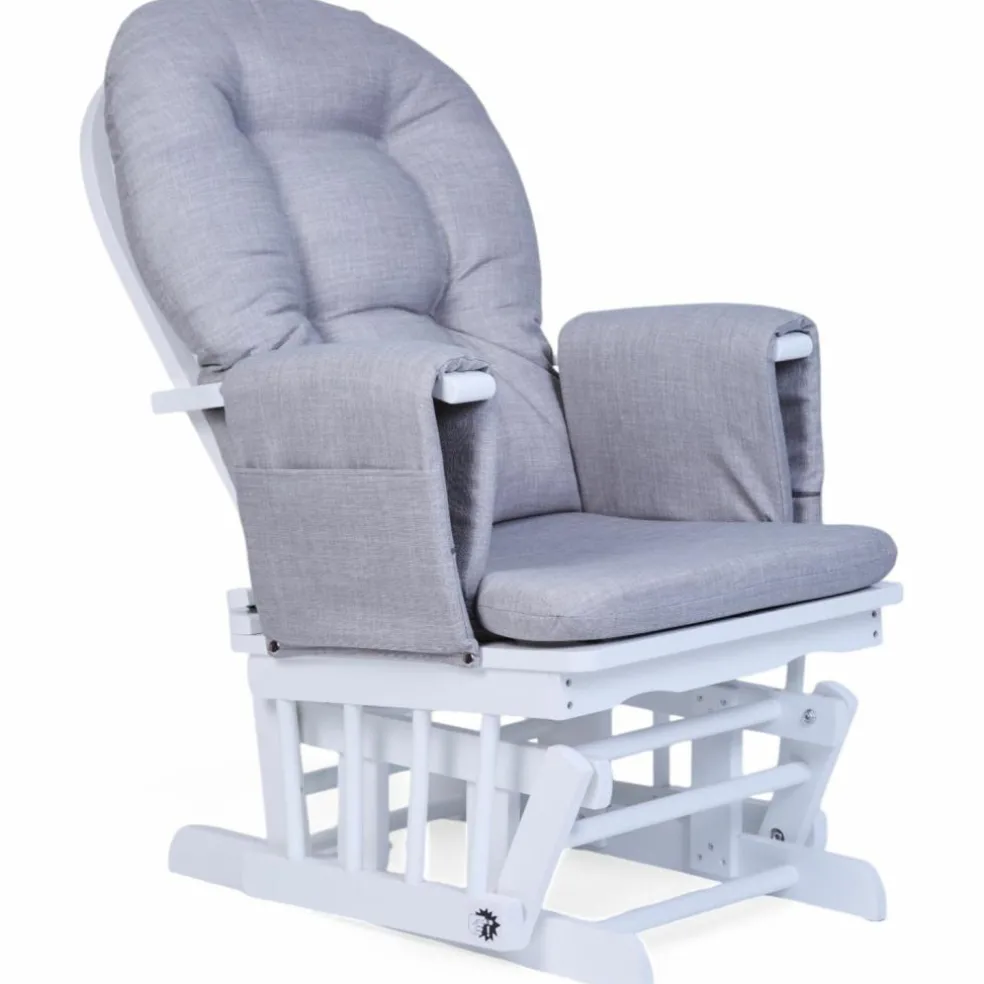 Fauteuil d'allaitement en hêtre Canva gris et repose pieds