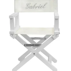 Fauteuil metteur en scène gris pieds blancs (personnalisable)