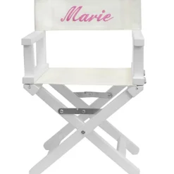 Fauteuil metteur en scène rose pieds blancs (personnalisable)