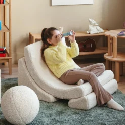 Fauteuil Moon Cream White molletonné