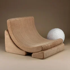 Fauteuil Moon Toffee velours côtelé