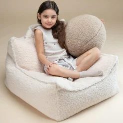 Fauteuil pouf Cream White molletonné