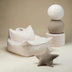 Fauteuil pouf Cream White molletonné