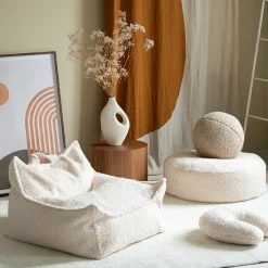 Fauteuil pouf Cream White molletonné