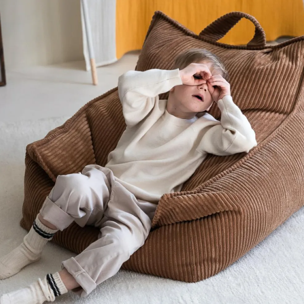 Fauteuil pouf Toffee velours côtelé