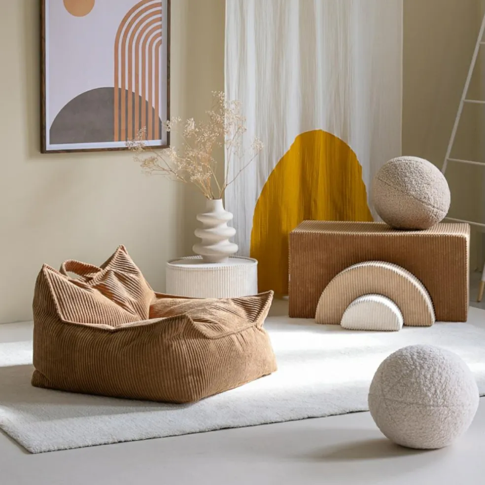 Fauteuil pouf Toffee velours côtelé