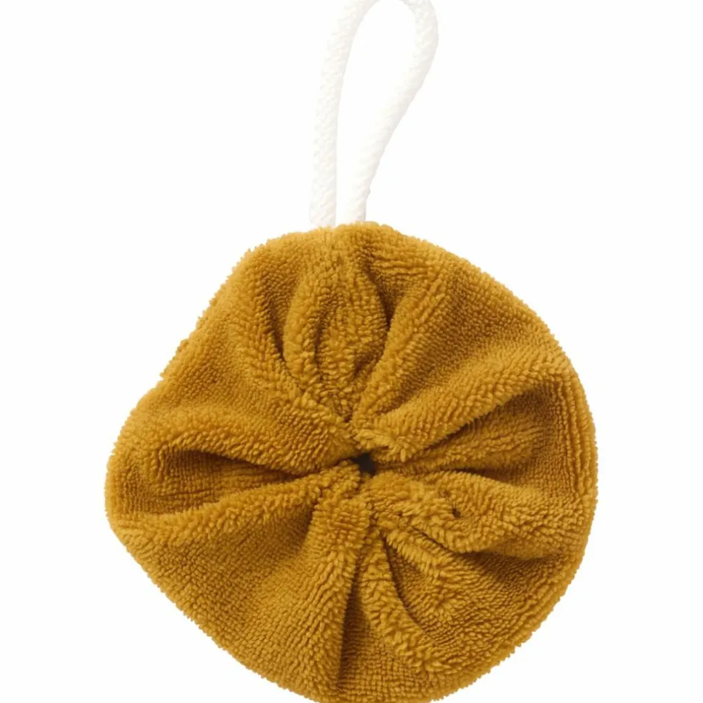 Fleur de douche enfant en éponge bambou havane