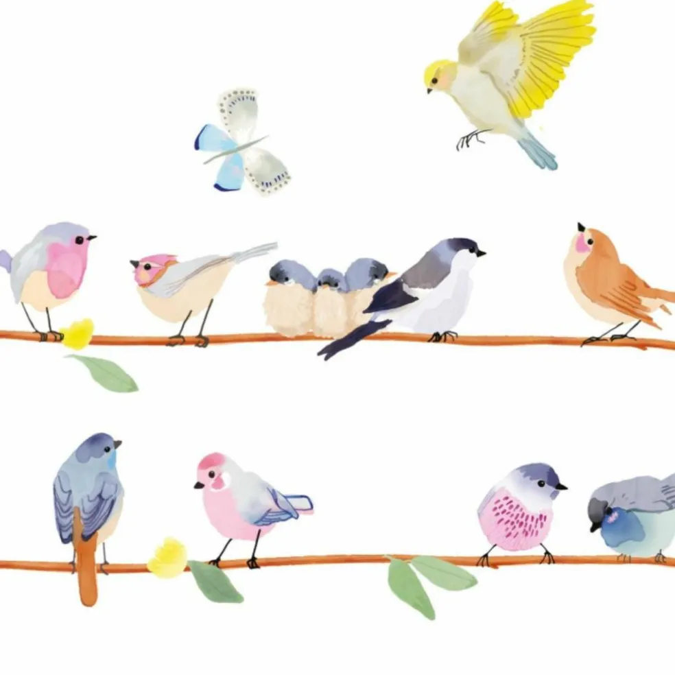 Frise adhésive sticker Branche d'oiseaux (2,1 m)