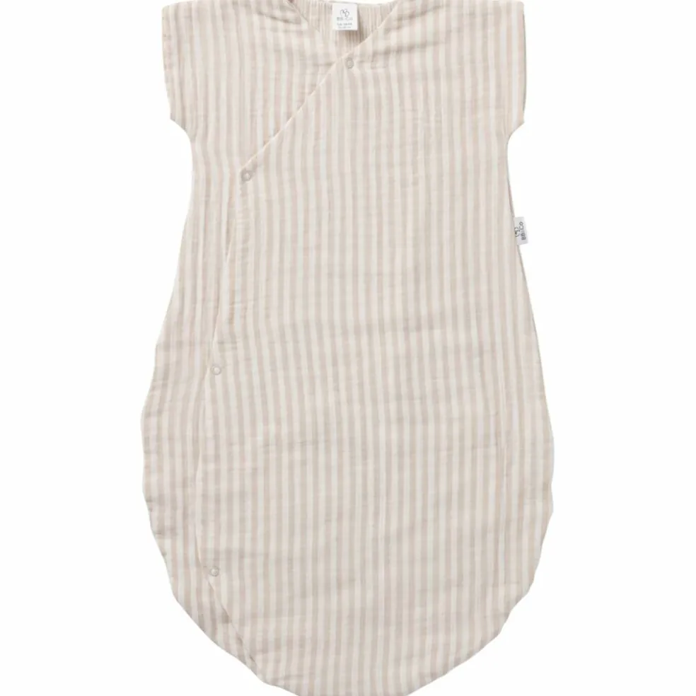 Gigoteuse d'été en gaze de coton rayé galet (0-6 mois)