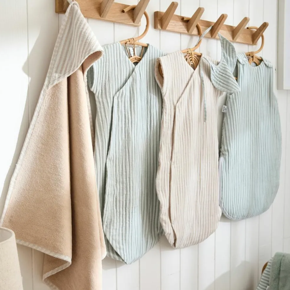 Gigoteuse d'été en gaze de coton rayé galet (0-6 mois)
