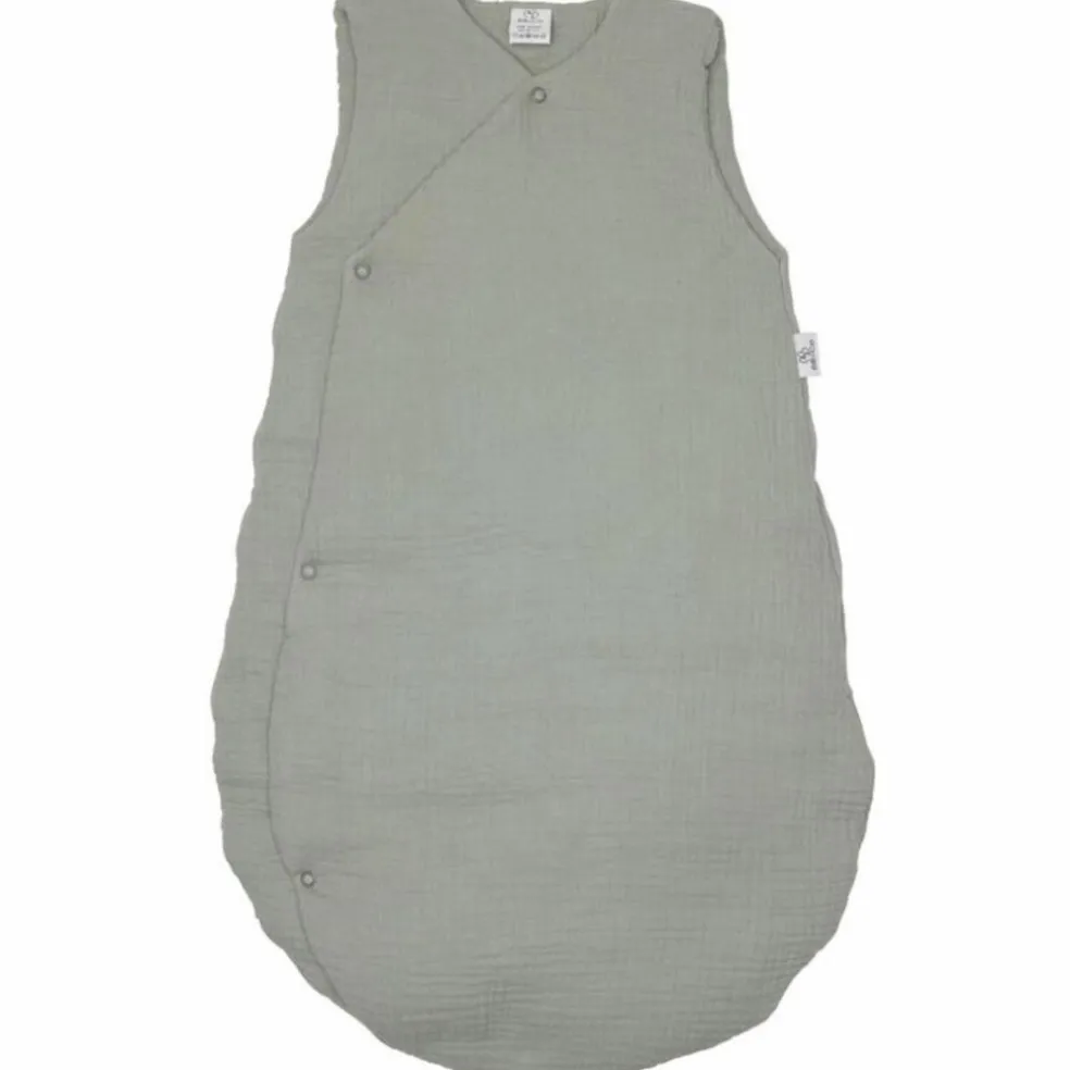 Gigoteuse forme kimono double gaze vert de gris (6-18 mois)