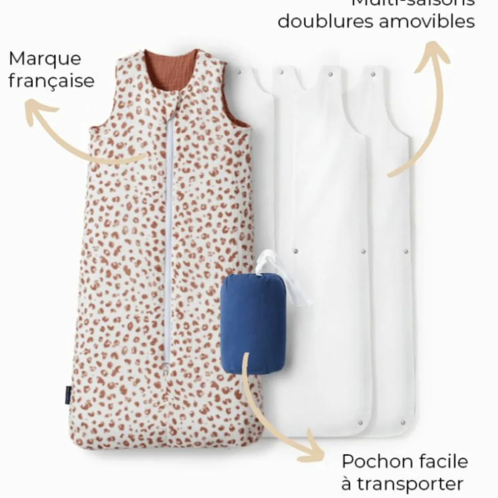 Gigoteuse réversible 4 saisons léopard 6-18 mois