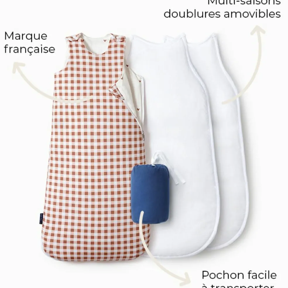Gigoteuse réversible 4 saisons vichy 0-6 mois