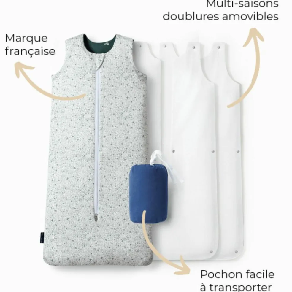 Gigoteuse réversible 4 saisons verte écureuils 6-18 mois